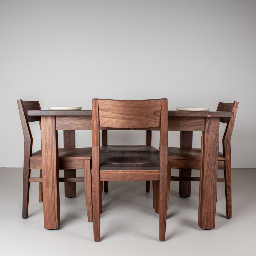 Walnut Dining Table with Walnut Dining Chairs, Walnut Tables Extendable, Kitchen Table and Chairs Set, Small Extendable Custom Dining Table - Image 3