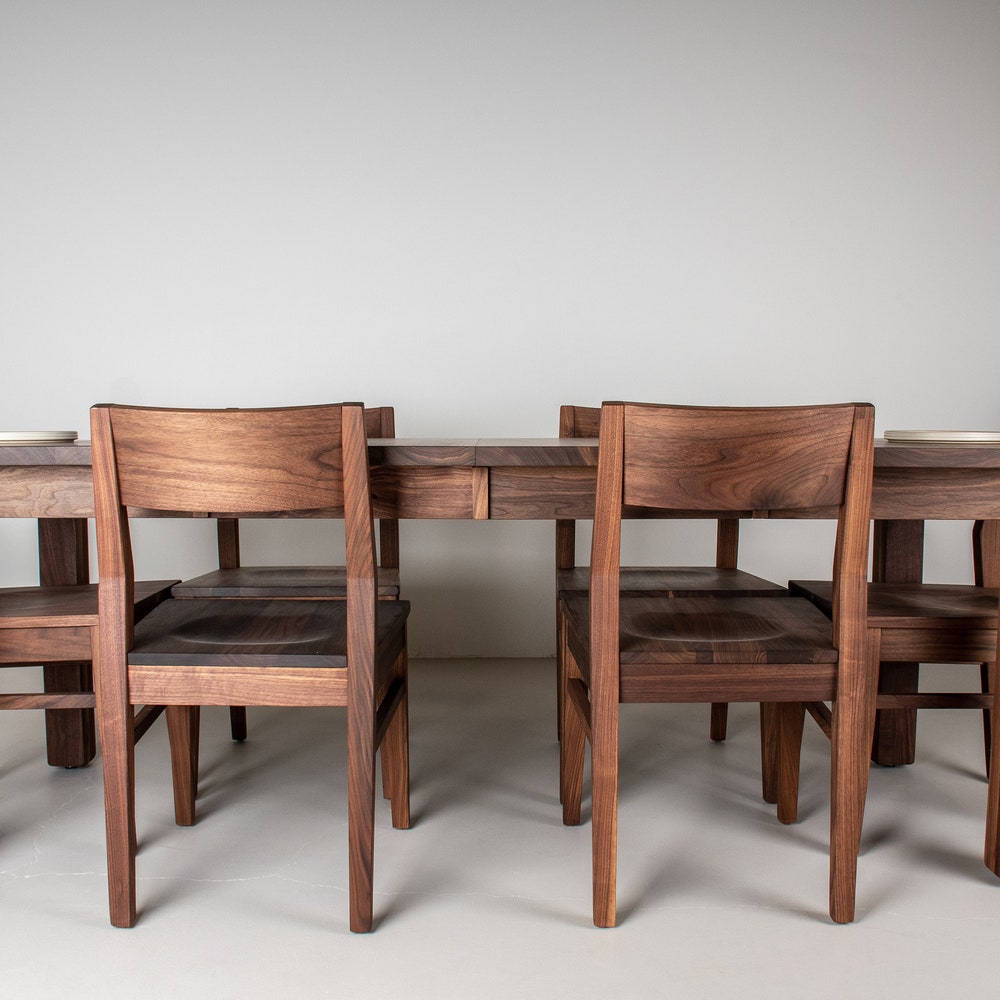 Walnut Dining Table with Walnut Dining Chairs, Walnut Tables Extendable, Kitchen Table and Chairs Set, Small Extendable Custom Dining Table - Image 4