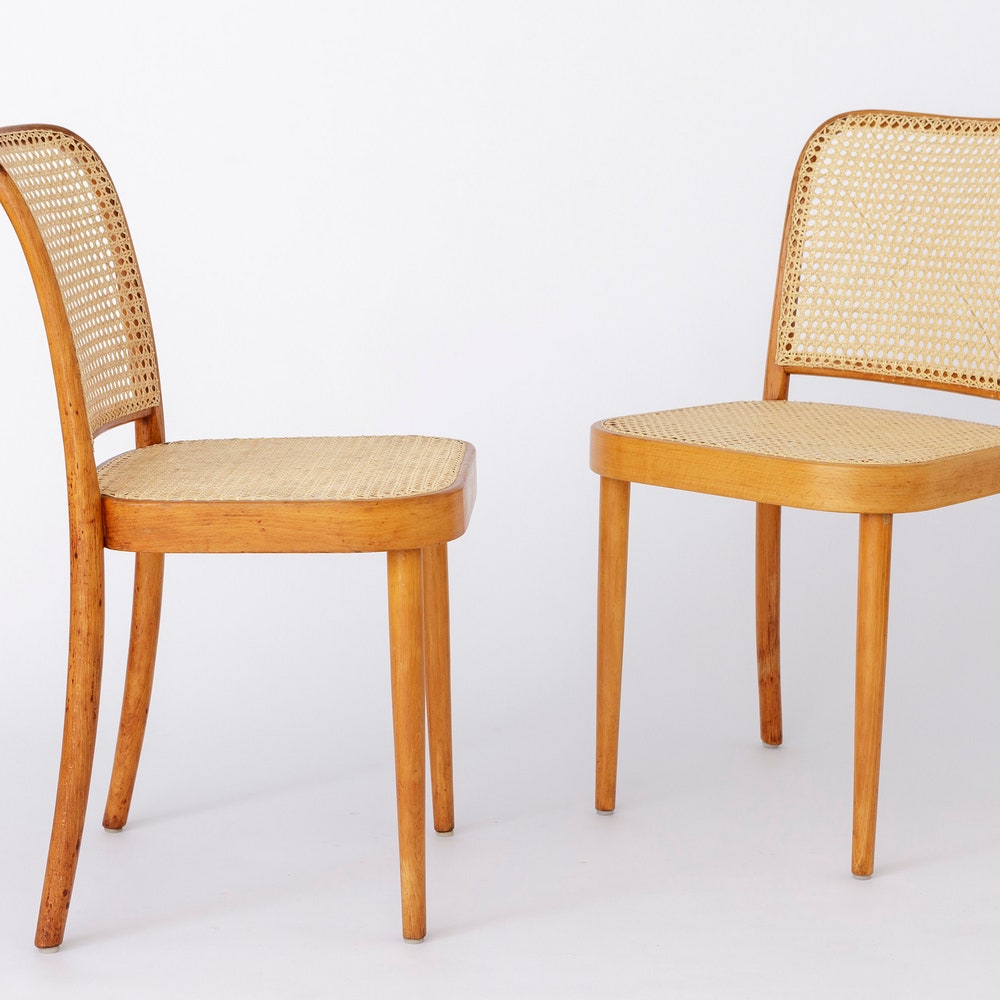 Pair of Bentwood Chairs by Ligna – 1960s-70s Czechoslovakian Design, Beech Wood Frame, Viennese Weaving, Totally up to 6 chairs available - Image 2