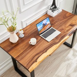 Desk - U Shaped Legs, Live Edge Desk, Wood Desk, South American Walnut, Modern Desk, Office Desk, Desk with Storage, Computer Desk