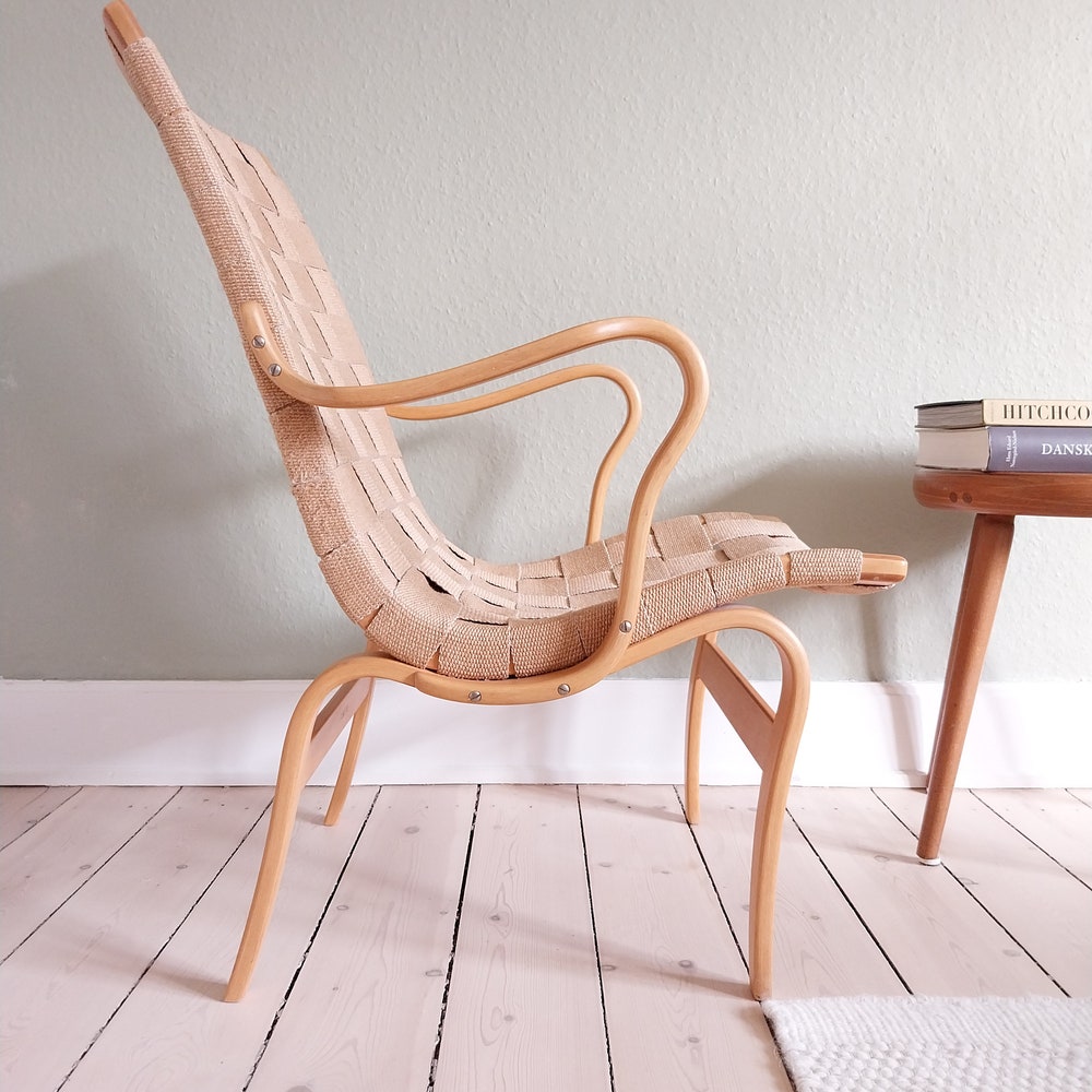 Bruno Mathsson chair mid century lounge chair wood bentwood chair Scandinavian chair birch chair wowen seat mcm chair modernist lounge chair - Image 4