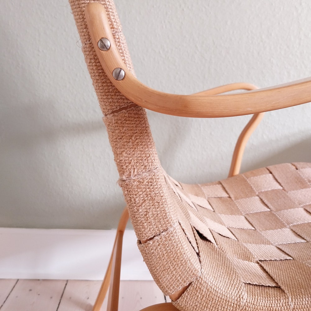 Bruno Mathsson chair mid century lounge chair wood bentwood chair Scandinavian chair birch chair wowen seat mcm chair modernist lounge chair - Image 5