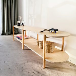 Low Shelving Unit - Wood Low Bookshelf, Wooden Tv Stand, Vinyl Record Storage, Low Bookcase