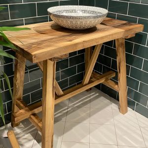 Bathroom Rustic Vanity, Walnut Wood Solid Bathroom Vanity, Farmhouse Modern Rustic Wood Decor, Counter Top Wood Table, Gift for Her/Woman