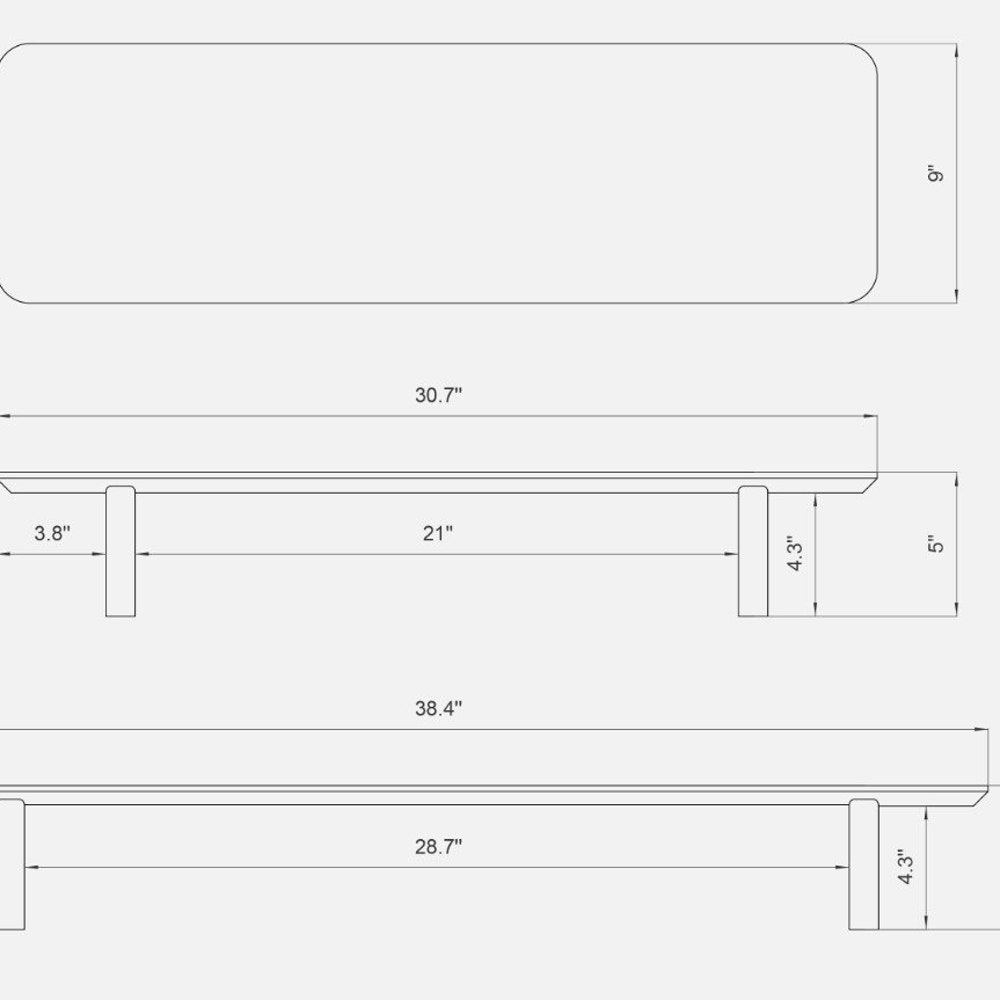 Minimalist Wooden Monitor Stand, 38 Inch Desk Riser in Anthracite or Cream, Custom Size Computer Screen Shelf, Modern Ergonomic Wood Stand - Image 11