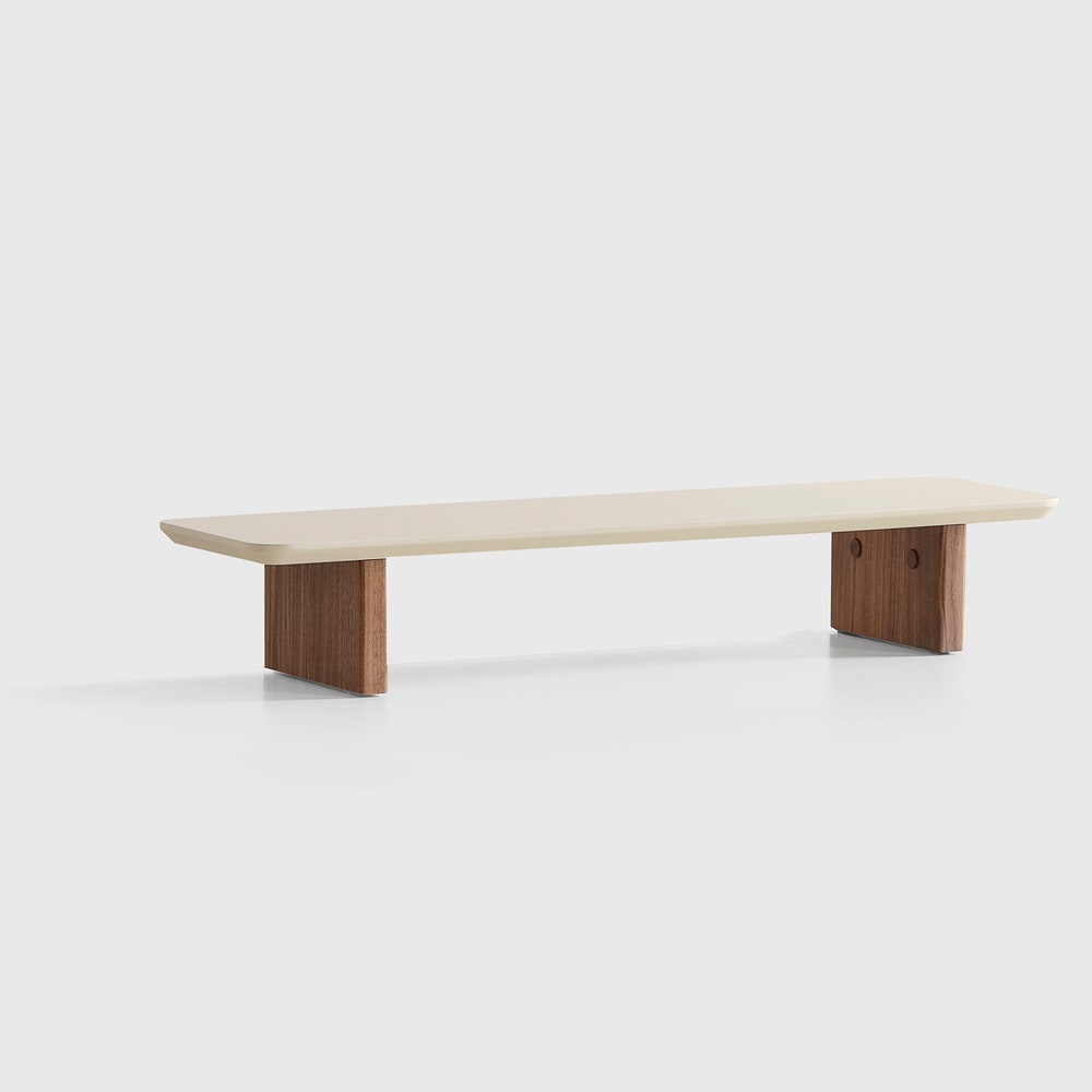 Minimalist Wooden Monitor Stand, 38 Inch Desk Riser in Anthracite or Cream, Custom Size Computer Screen Shelf, Modern Ergonomic Wood Stand - Image 6