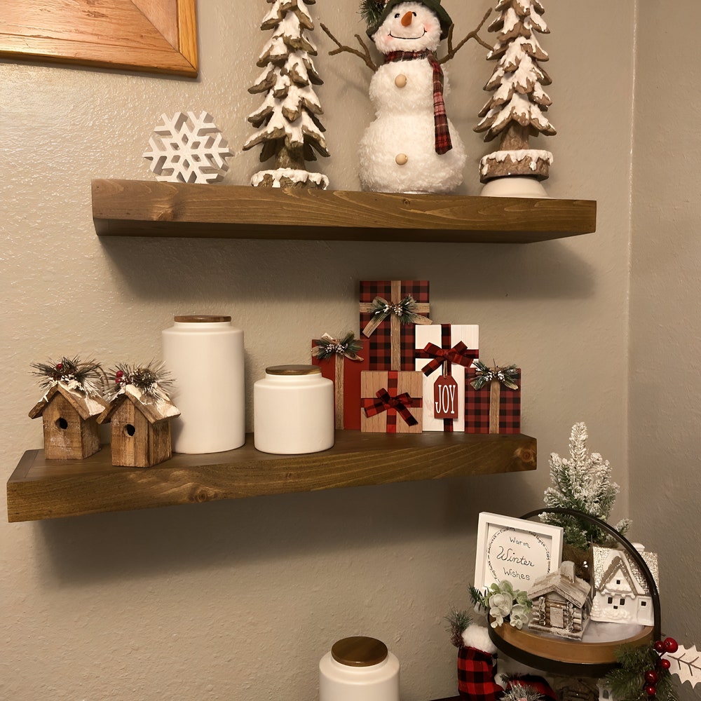 Wood Floating Shelf 2 Inch Thick | 10 Inch Deep | Rustic Shelving | Farmhouse Shelves - Image 6