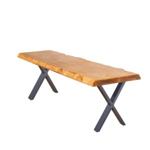 Live Edge Bench with X Legs | Industrial Reclaimed Timber Style