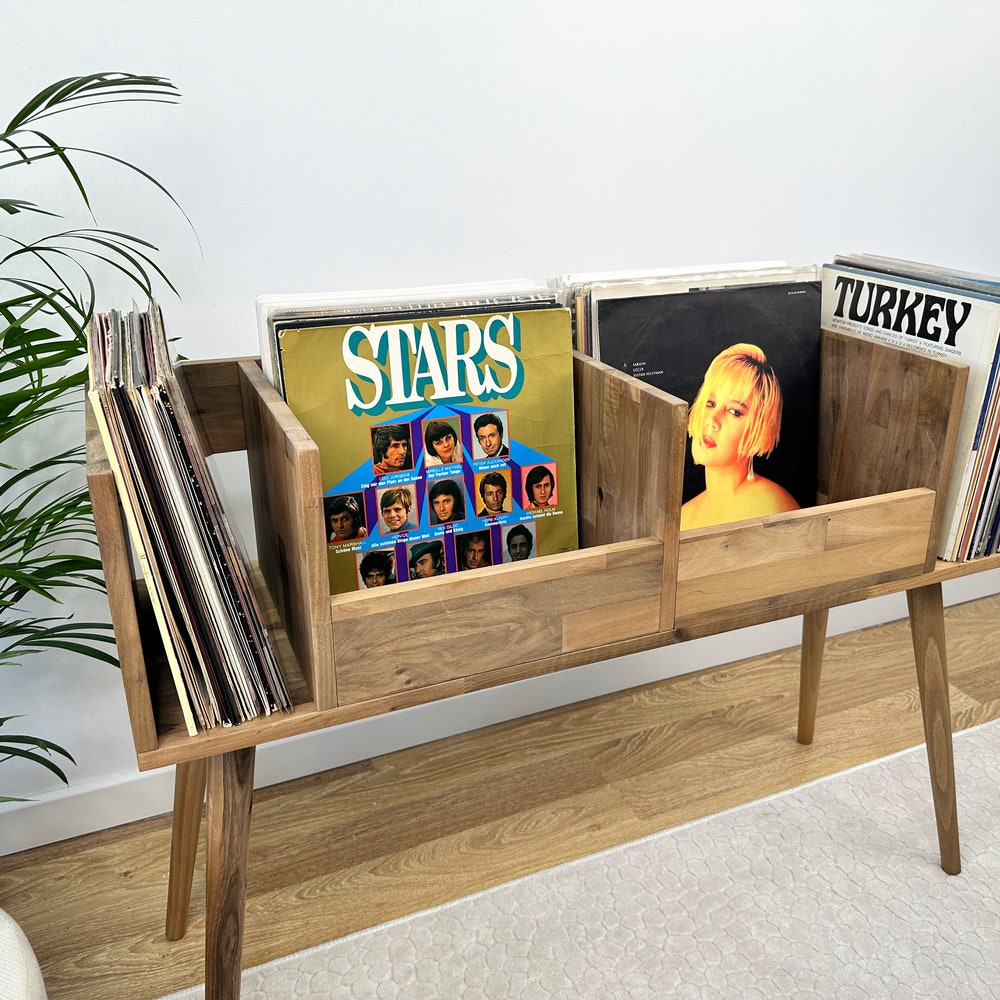 Walnut Vinyl Console, Vinyl End Table, Vinyl Display - Image 6