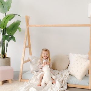 Boho Chic Floor Teepee Bed Frame for Toddler - Playful and Functional Design, Nursery furniture, Montessori shelves, Newborn Baby Wardrobe