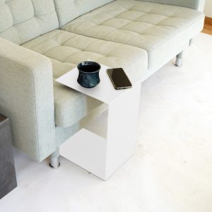 White Metal C Table | Metal C Side Coffee Table | Industrial Coffee Table