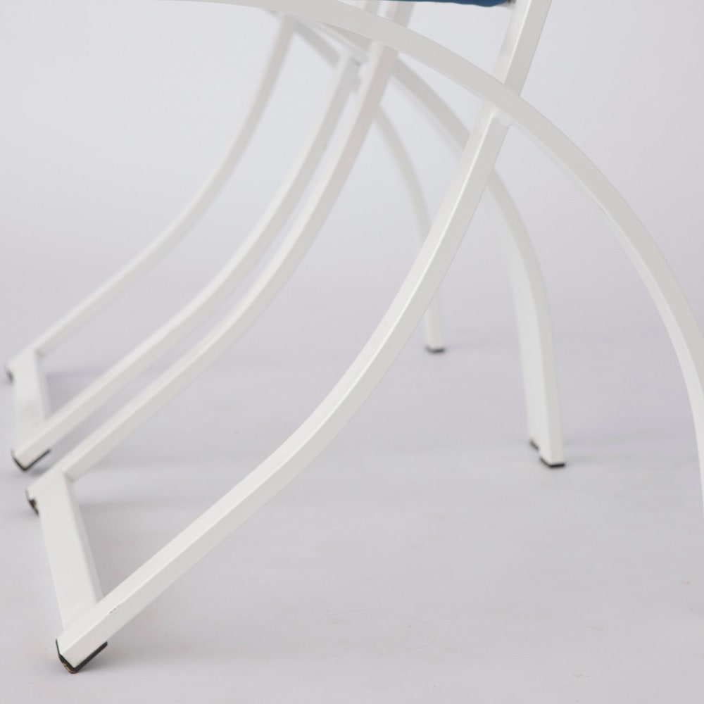 Pair of Vintage Karl Friedrich Förster Chairs, 1980s – White Metal Frame & Blue Skai Upholstery - Image 5