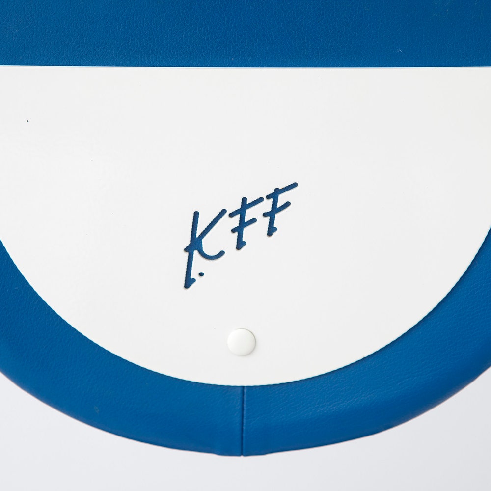 Pair of Vintage Karl Friedrich Förster Chairs, 1980s – White Metal Frame & Blue Skai Upholstery - Image 4