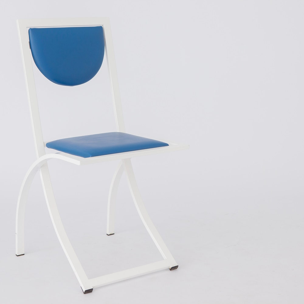 Pair of Vintage Karl Friedrich Förster Chairs, 1980s – White Metal Frame & Blue Skai Upholstery - Image 7