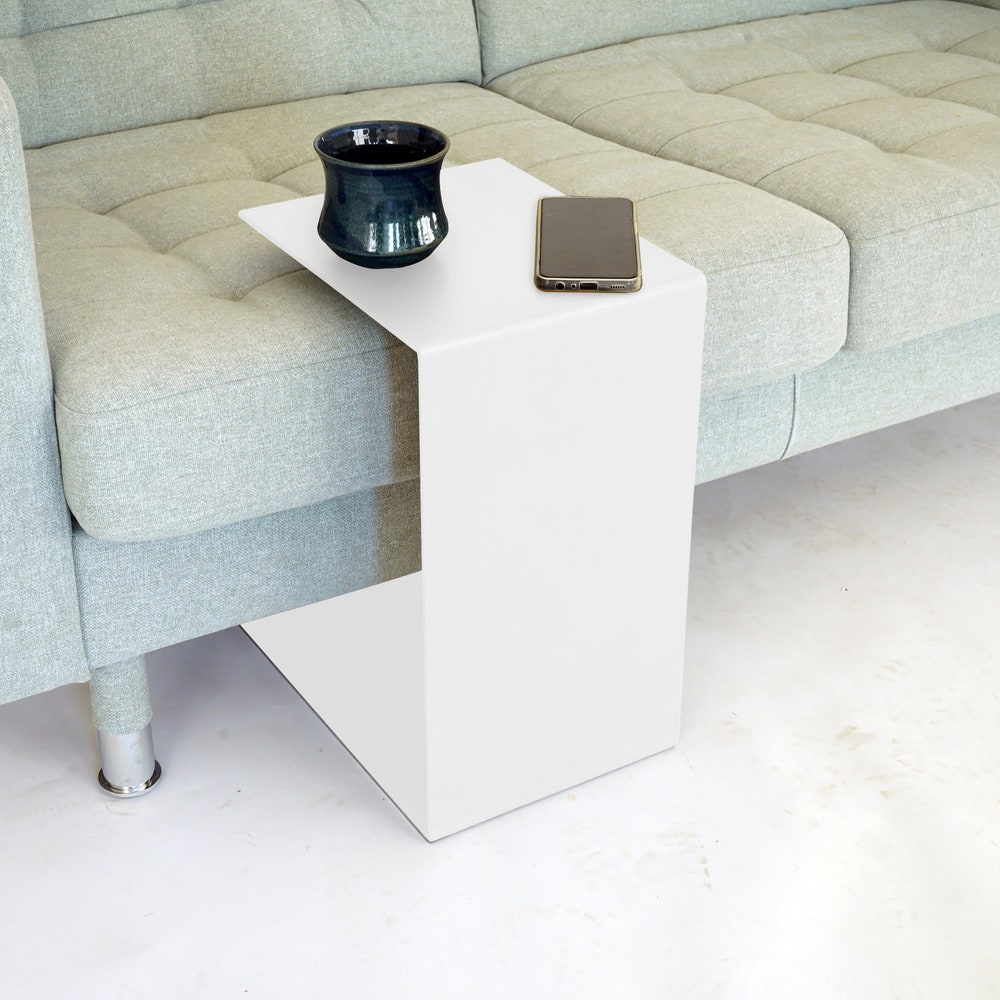 Sofa Table | Metal Coffee Table | White C Table | C Shaped Metal Coffee Table - Image 5