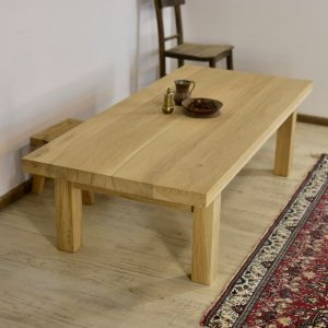 Oak wood side table for living room wood mid century farmhouse furniture rectangular vintage barn wood gift large square coffee table smooth