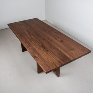 Farmhouse Pedestal Table, Walnut Harvest Table, Modern Farmhouse Kitchen Trestle Table, Large Farmhouse Table, Pedestal Dining Room Table