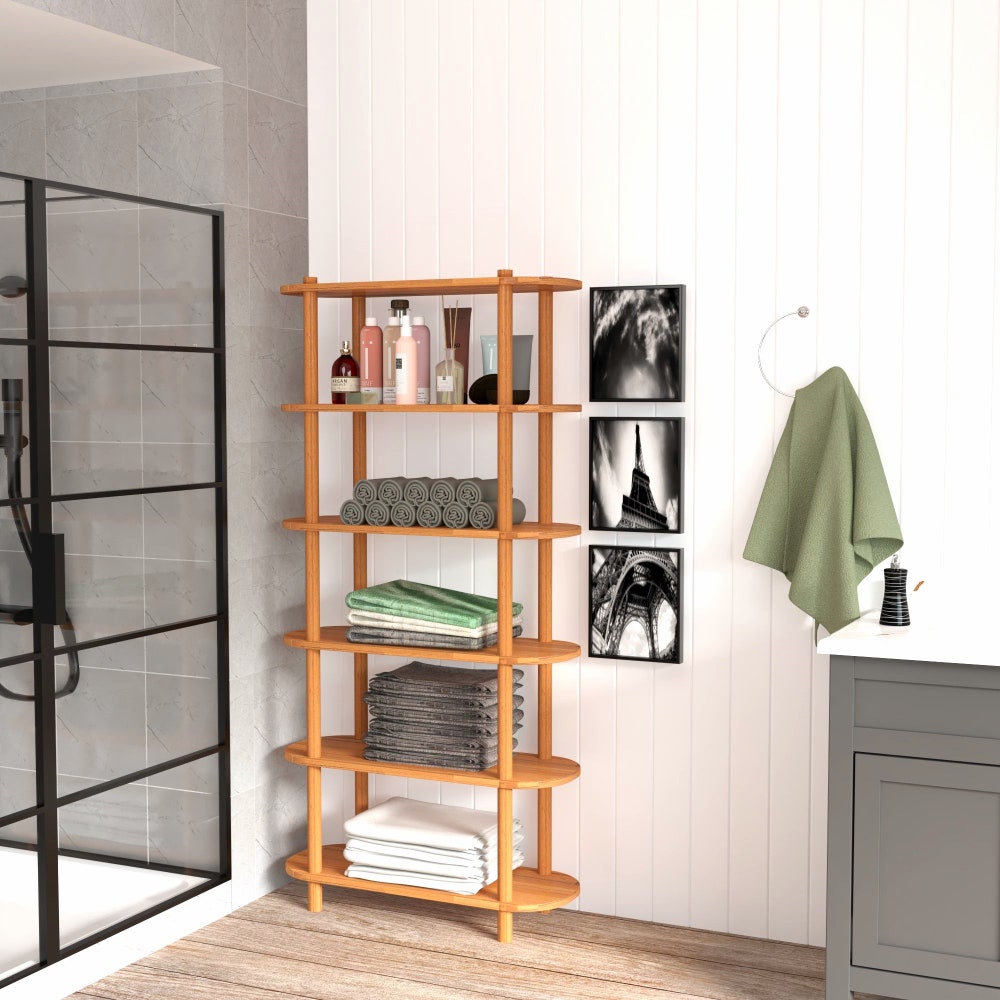 Personalizable Size Solid Wood Bookcase for Living Room, Handmade Wood Office Bookshelf, Entryway Wall Display Shelves, Storage Solution - Image 7