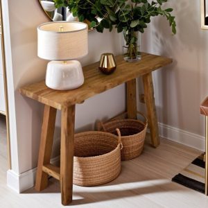 Oak Wood Rustic Reclaimed Console Table, Farmhouse Hallway Entryway Furniture, Customizable Handmade Sofa Table, Gift for Her/Woman