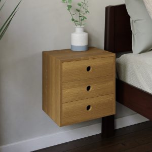 Narrow Floating Nightstand in White Oak with Choice of Drawers