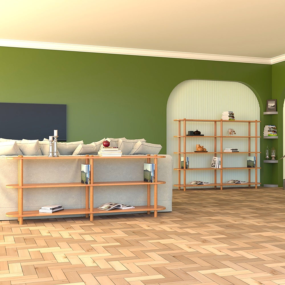 Personalizable Sizes Solid Wood Short Bookcase With 3 Shelves, Solid Wood Large Media Console/TV Stand, Minimalist Entertainment Center - Image 5