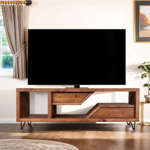 Solid Wood TV Stand with Drawers | Reclaimed Timber Style