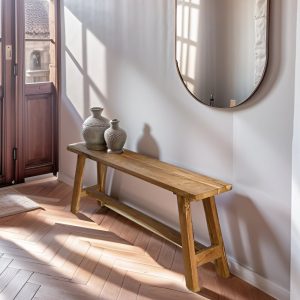 Oak Entryway Bench, Handmade Rustic Farmhouse Bench, Reclaimed Wood Patio Furniture, Wooden Hallway Seating, Gift for Her/Woman