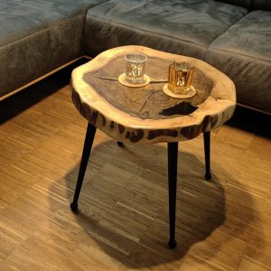 Live Edge Coffee Table, Living Room Wooden Table, Solid Wood Side Table, Living Room Furniture, Modern Round Center Table, Wood Slab Table