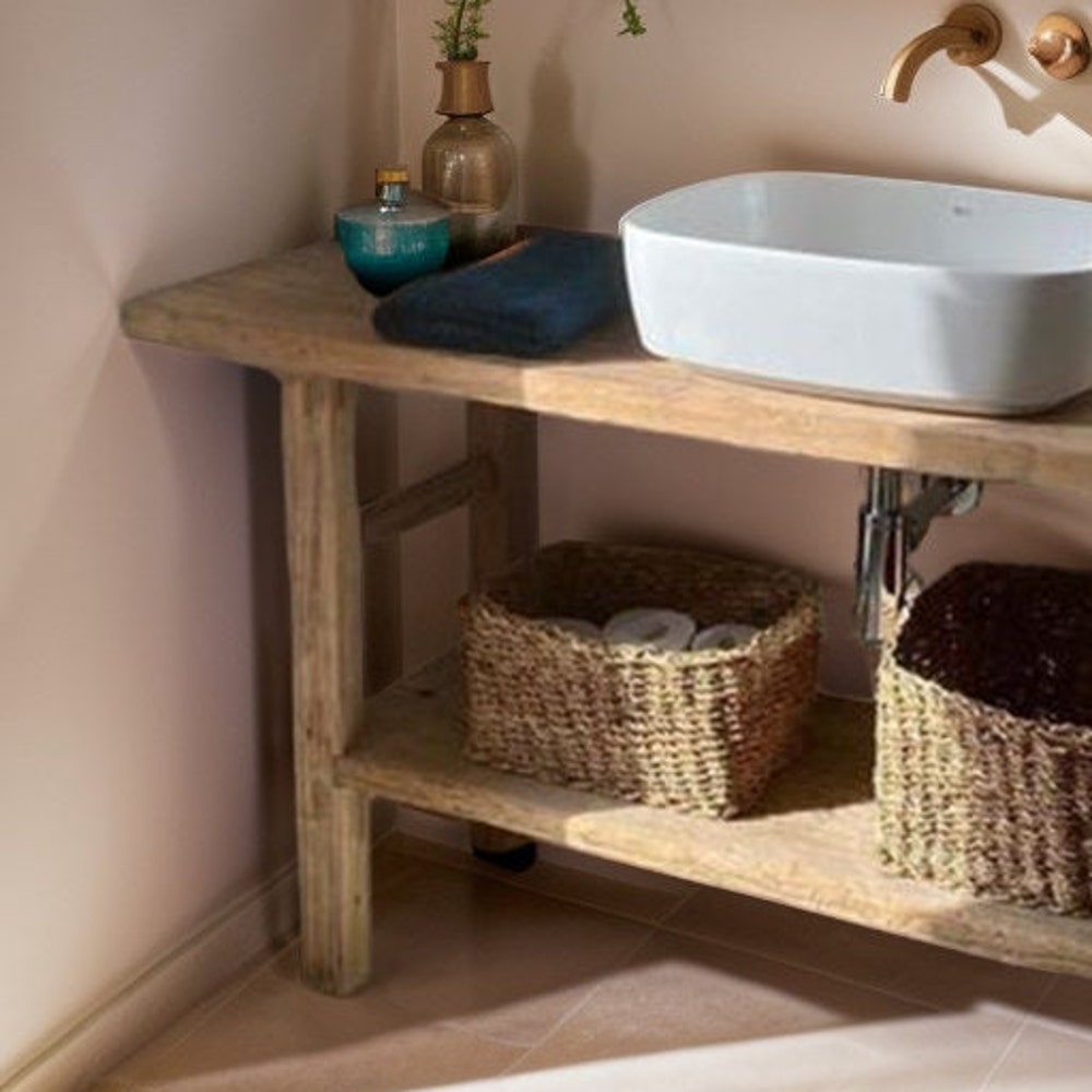 Handcrafted Bathroom Rustic Vanity with Reclaimed Wood - Solid Barnwood Farmhouse Decor for Your Bathroom Countertop, Gift for Her/Woman - Image 3