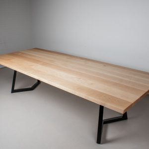 Scandanavian Dining Table, Large Wood Table, Sturdy Rock Maple Table on Steel Legs, Solid Wood Meeting Room Table, 10 Foot Wood Dining Table