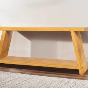 Solid Wood Bench with Storage Shelf | Reclaimed Timber Style