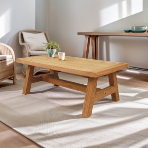 Oak Wood Modern Coffee Table, Rustic Wood Coffee Table, Farmhouse Hallway Table Design, Unique Wooden Coffee Table for Farhouse Living Room