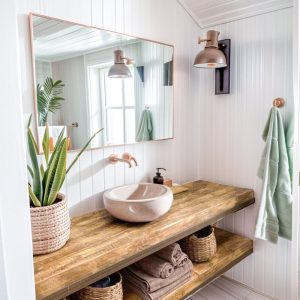 Handcrafted Bathroom Rustic Floating Vanity with Reclaimed Wood, Custom Natural Bathroom Sink Vanity, Live Edge Shelf Vanity, Gift for Her