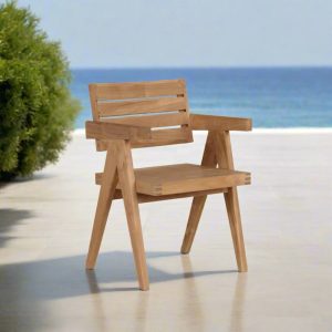 Outdoor Dining Chair | Teak Dining Chair | Solid Teak Wood | Chandigarh Floating Back Armchair