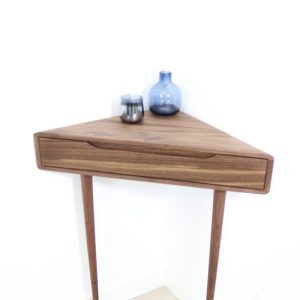 Corner console table in Solid Walnut or Oak