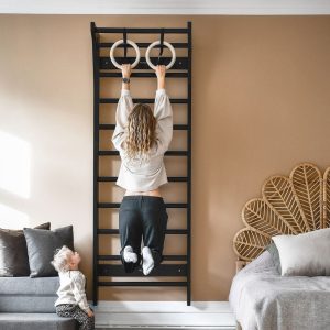 TAIMI Wall Bars - Scandinavian Design Wooden Swedish Ladder - Stall Bars for Adults Indoor Playground