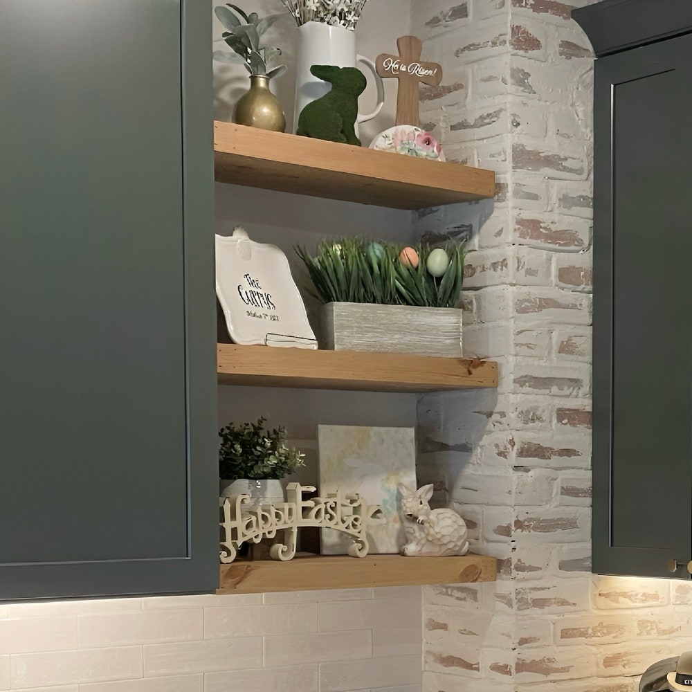 Wood Floating Shelf 2 Inch Thick | 10 Inch Deep | Rustic Shelving | Farmhouse Shelves - Image 5