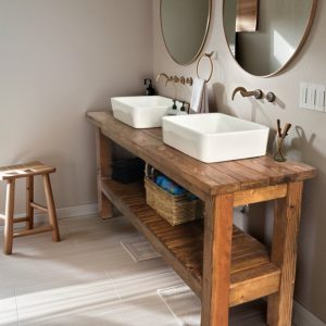 Handcrafted Bathroom Rustic Vanity with Reclaimed Wood,Barnwood Table, Solid Farmhouse Decor for Your Bathroom Countertop,Gift for Her/Woman