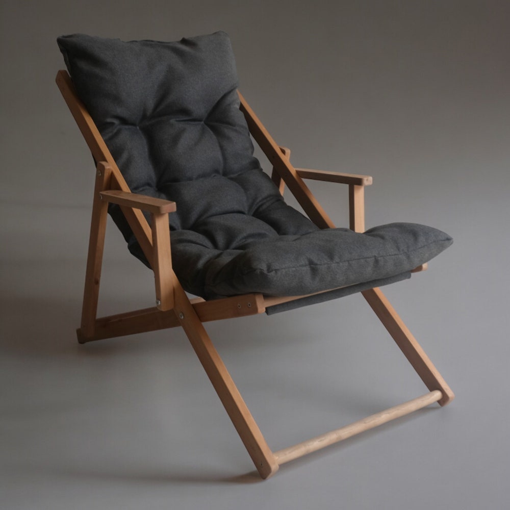 Stylish Wooden Garden Chair, Sun Lounger & Stool Set, Durable Patio Furniture for Outdoor, Deck Chair, Outdoor Chaise Lounge for Summer Gift - Image 7