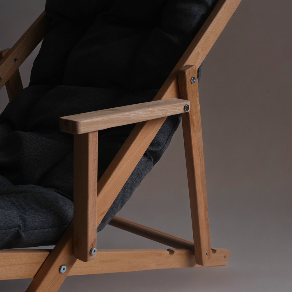 Stylish Wooden Garden Chair, Sun Lounger & Stool Set, Durable Patio Furniture for Outdoor, Deck Chair, Outdoor Chaise Lounge for Summer Gift - Image 6