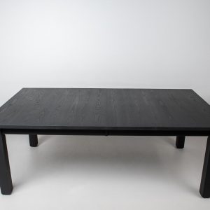 Black Extendable Table, Wood Parsons Table with Leaves, Black Ash Extension Dining Table, Extending Wood Table Finished in Black