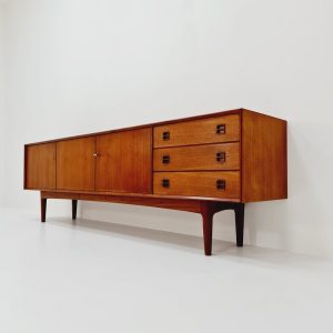 Long Mid century vintage teak sideboard by Oswald Vermaercke for V-Form, 1960s