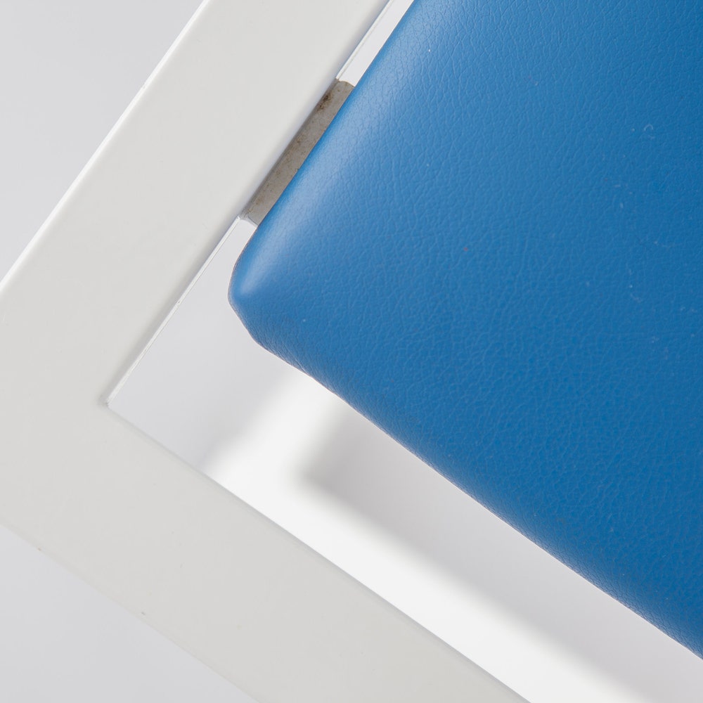 Pair of Vintage Karl Friedrich Förster Chairs, 1980s – White Metal Frame & Blue Skai Upholstery - Image 6