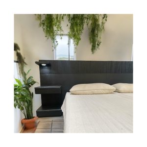 Bed Frame Queen for Room Decor Aesthetic - Personalized King Bed Frame for Couples Gift - Lone Ebony Flute Floor Bed - Adjustable Bed Frame