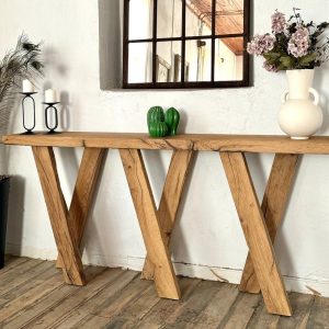 Oak Modern Rustic Console Table, Modern Entryway Table, Unique Furniture and Decor, Sofa Console Table X Legs