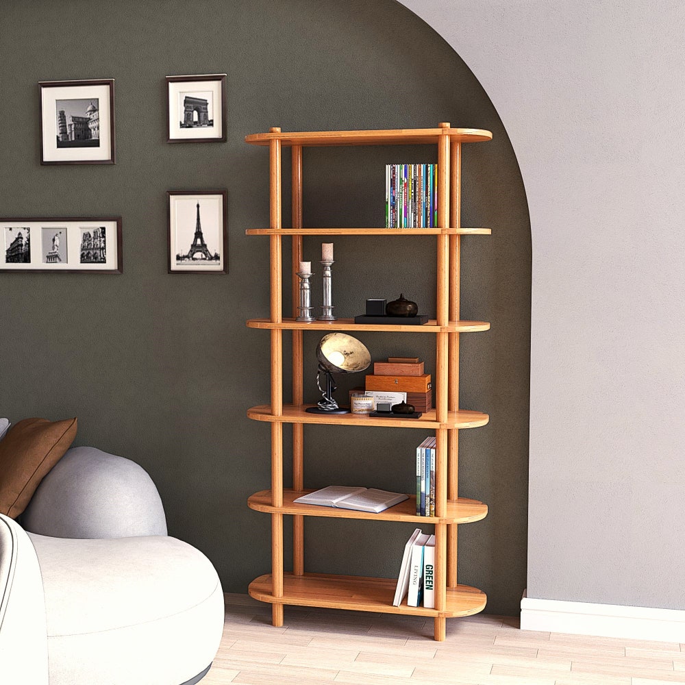 Personalizable Size Solid Wood Bookcase for Living Room, Handmade Wood Office Bookshelf, Entryway Wall Display Shelves, Storage Solution - Image 4