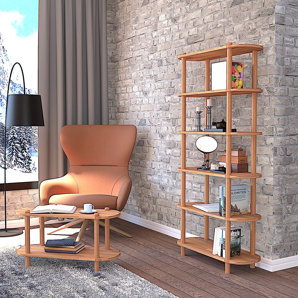 Personalizable Size Solid Wood Bookcase for Living Room, Handmade Wood Office Bookshelf, Entryway Wall Display Shelves, Storage Solution - Image 5