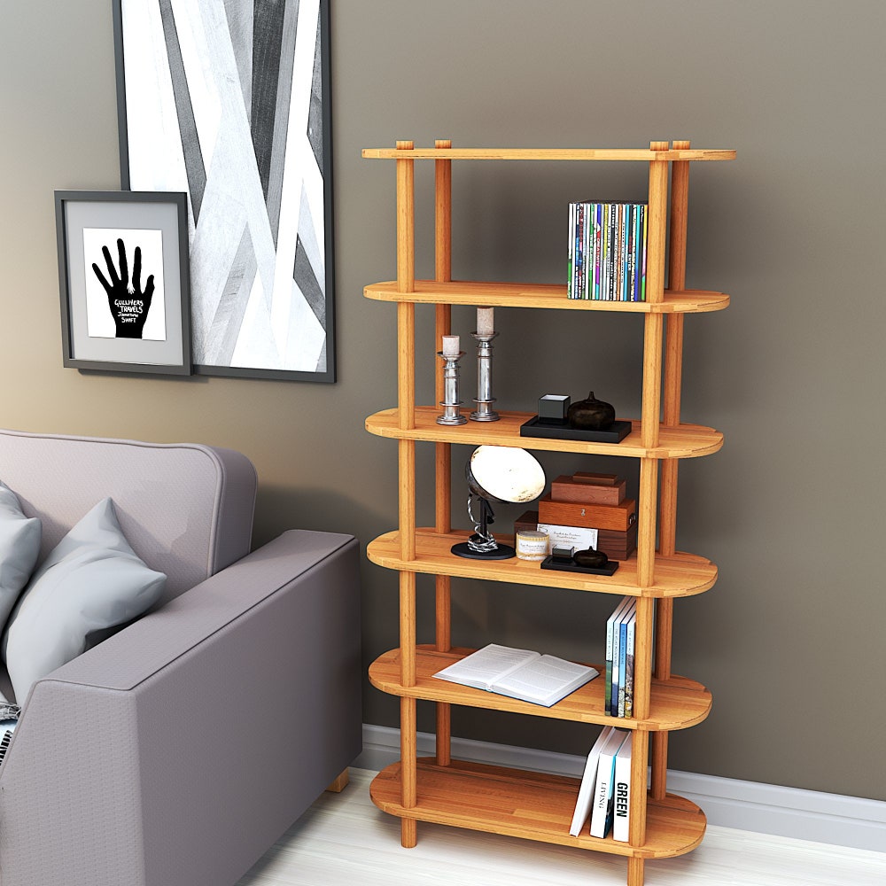 Personalizable Size Solid Wood Bookcase for Living Room, Handmade Wood Office Bookshelf, Entryway Wall Display Shelves, Storage Solution - Image 6