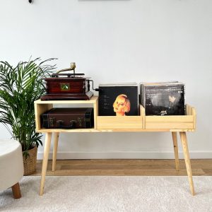 Wood Record Player Stand, Vinyl Console, Vinyl End Table, Turntable Stand