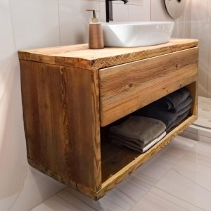 Handcrafted Bathroom Rustic Vanity with Reclaimed Wood - Floating Solid Farmhouse Decor for Your Bathroom Countertop, Gift for Her/Woman